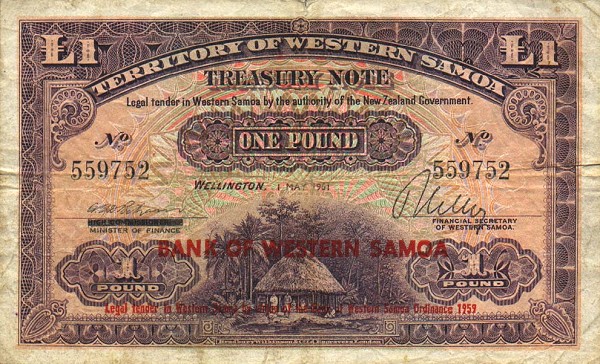 Front of Western Samoa p11a: 1 Pound from 1960