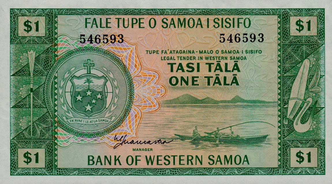 Front of Western Samoa p16b: 1 Tala from 1967