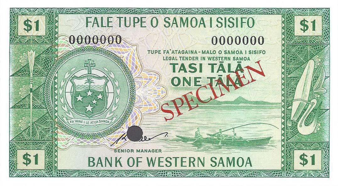 Front of Western Samoa p16s: 1 Tala from 1967