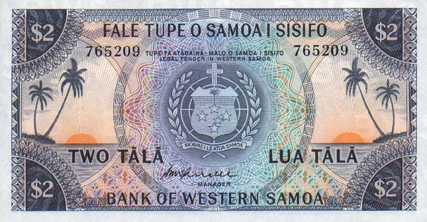 Front of Western Samoa p17b: 2 Tala from 1967