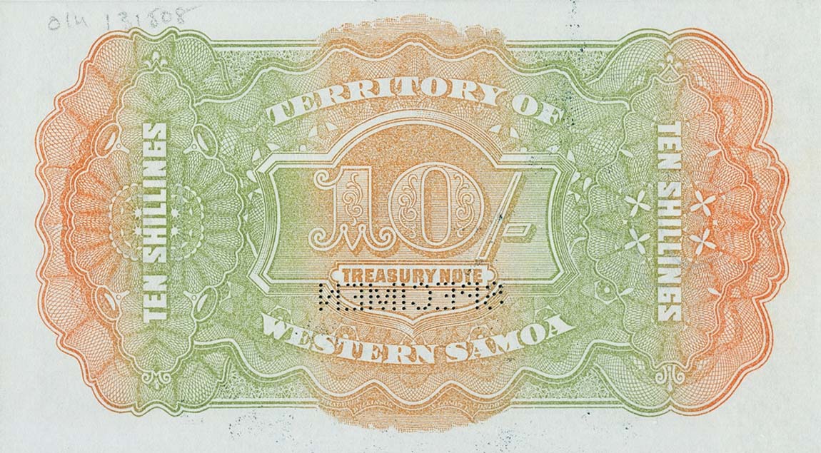Back of Western Samoa p7s: 10 Shillings from 1922