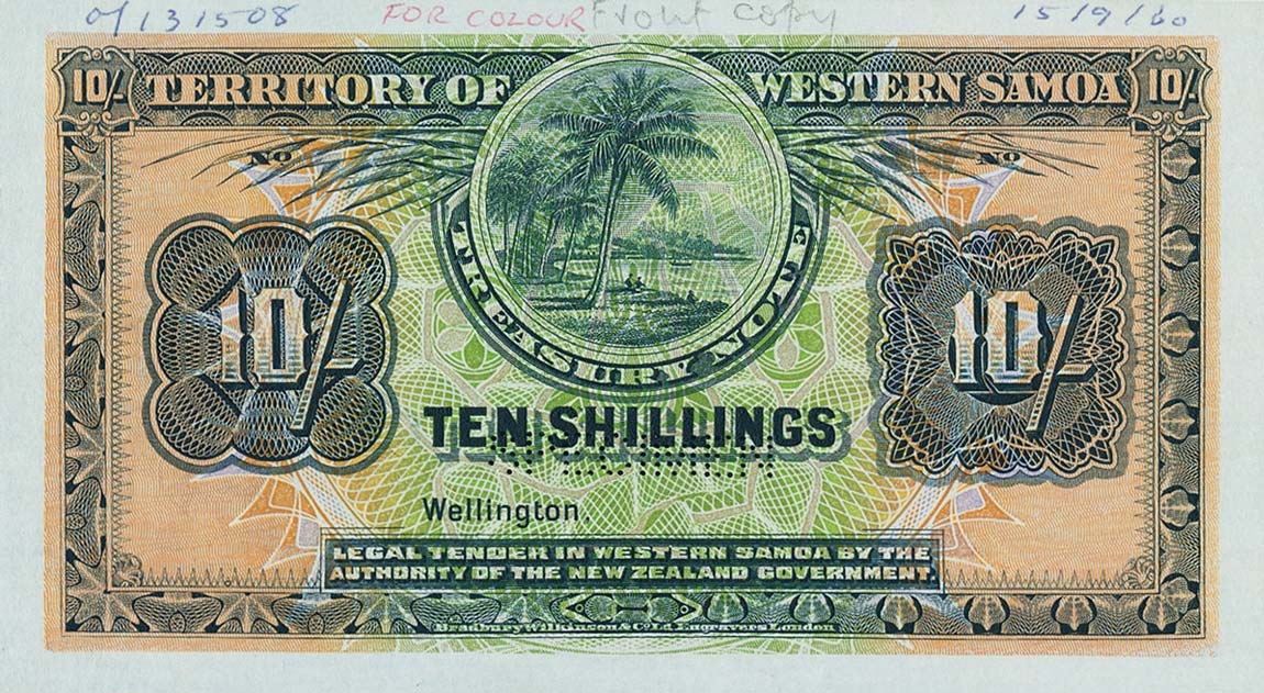 Front of Western Samoa p7s: 10 Shillings from 1922