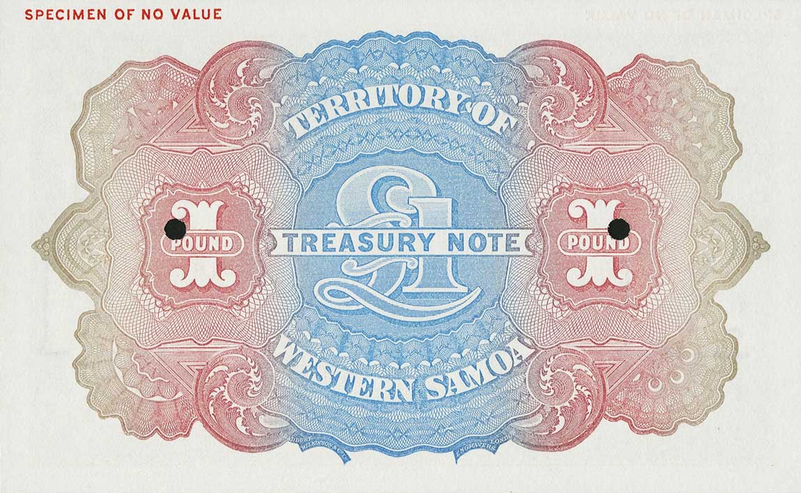 Back of Western Samoa p8Act: 1 Pound from 1948