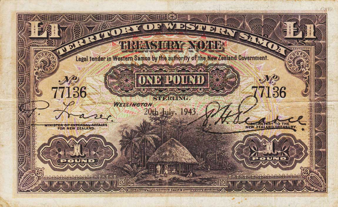 Front of Western Samoa p8b: 1 Pound from 1937