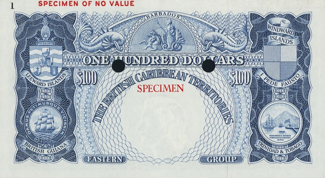 Back of British Caribbean Territories p12ct: 100 Dollars from 1953