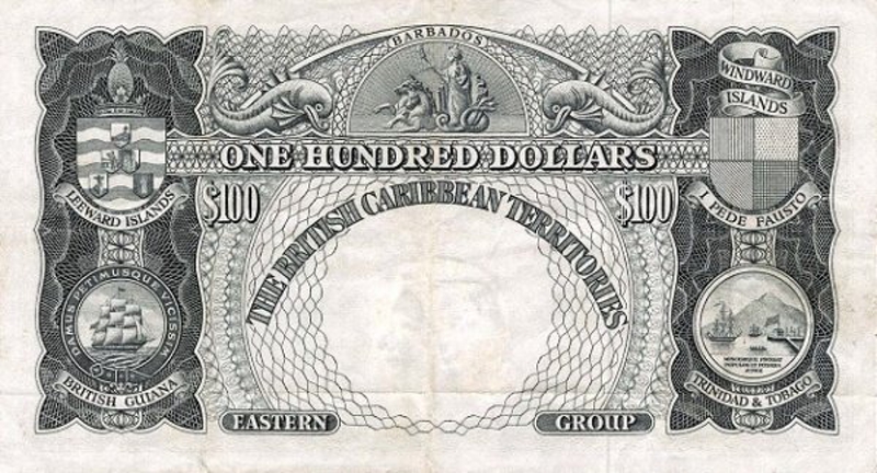 Back of British Caribbean Territories p12d: 100 Dollars from 1963