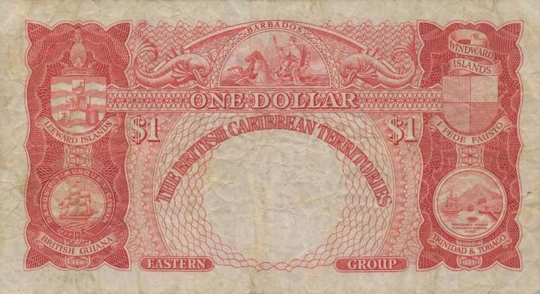 Back of British Caribbean Territories p1: 1 Dollar from 1950