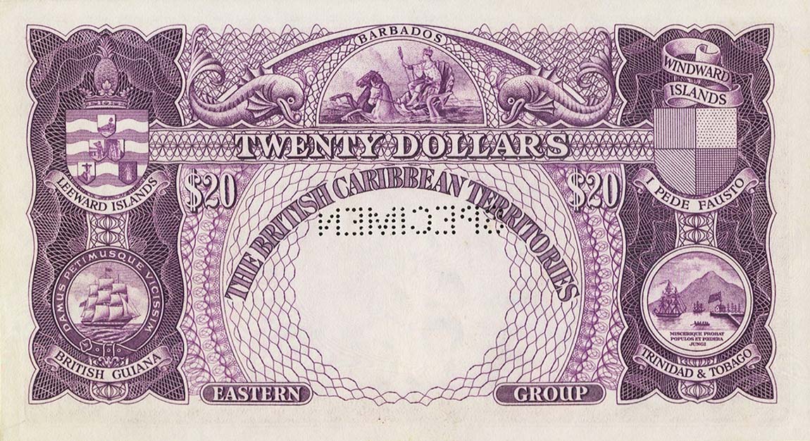 Back of British Caribbean Territories p5s: 20 Dollars from 1950
