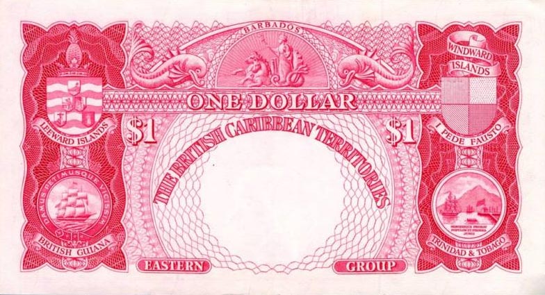Back of British Caribbean Territories p7b: 1 Dollar from 1954