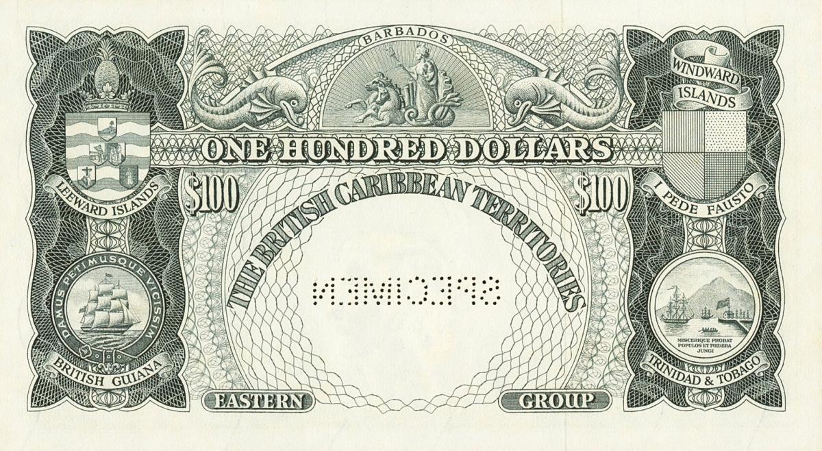 Back of British Caribbean Territories p12s: 100 Dollars from 1953
