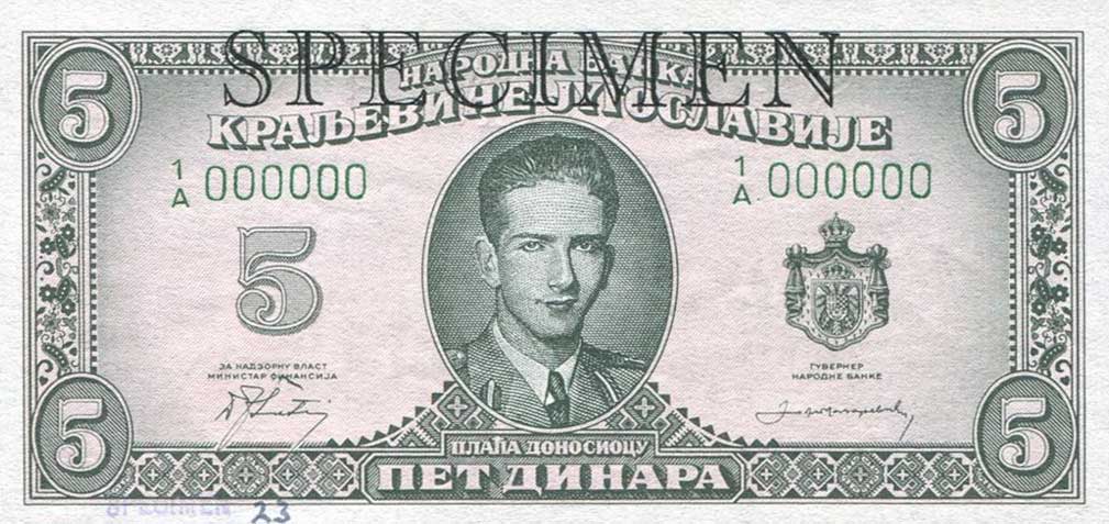 Front of Yugoslavia p35As: 5 Dinara from 1943