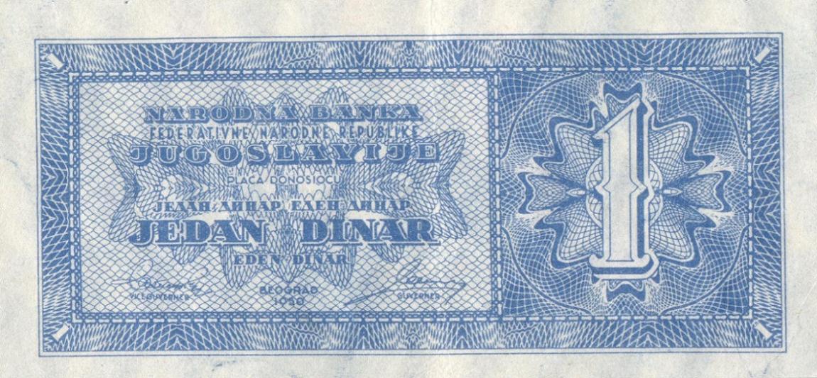 Front of Yugoslavia p67Pa: 1 Dinar from 1950