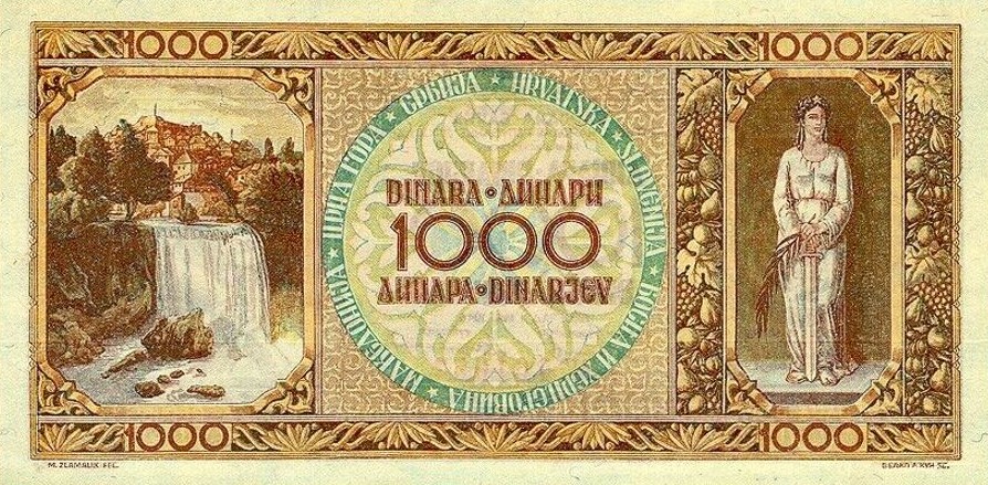 Back of Yugoslavia p67a: 1000 Dinara from 1946