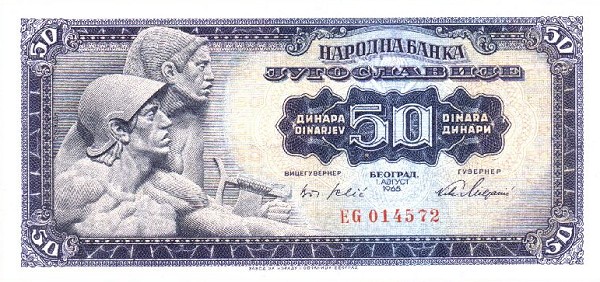 Front of Yugoslavia p79a: 50 Dinara from 1965