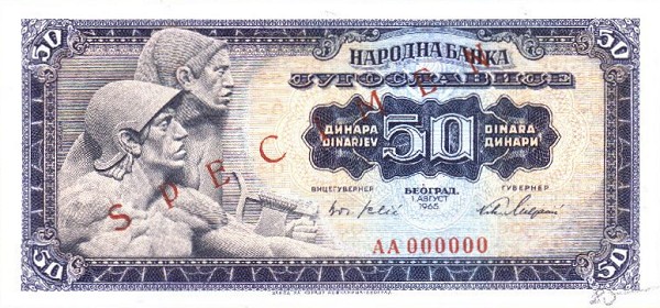 Front of Yugoslavia p79s: 50 Dinara from 1965