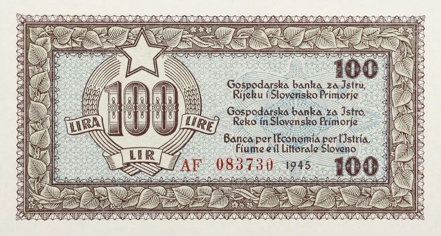 Front of Yugoslavia pR6a: 100 Lire from 1945