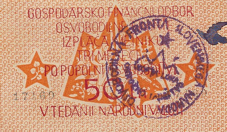 Front of Yugoslavia pS104b: 50 Lit from 1944