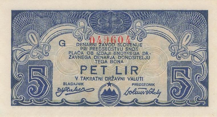 Front of Yugoslavia pS114: 5 Lir from 1944