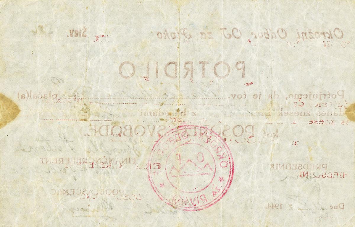 Back of Yugoslavia pS140A: 1000 Lir from 1940