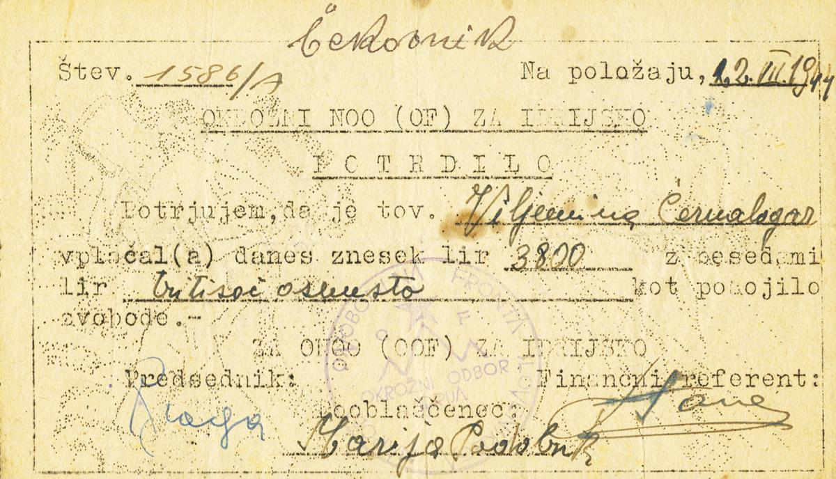 Front of Yugoslavia pS167B: 3800 Lir from 1940