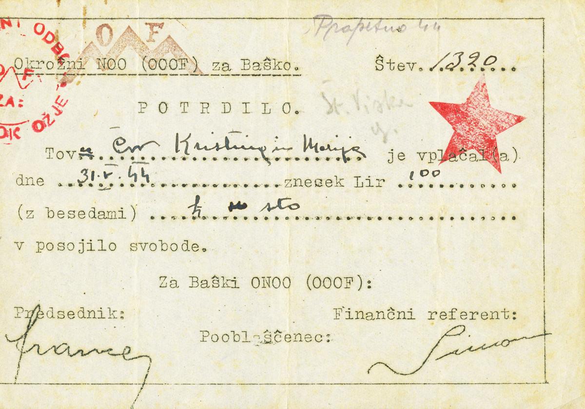 Front of Yugoslavia pS169: 100 Lir from 1944