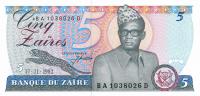 p26A from Zaire: 5 Zaires from 1985