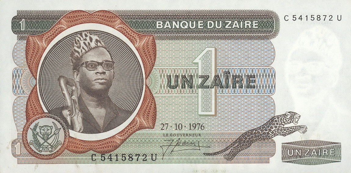 Front of Zaire p18a: 1 Zaire from 1972