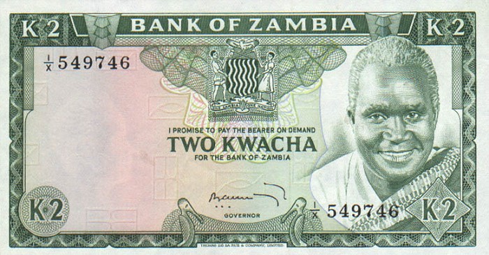 Front of Zambia p20a: 2 Kwacha from 1974