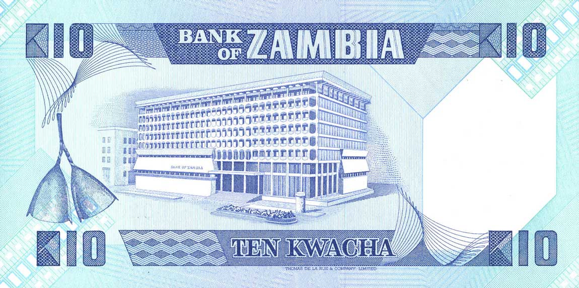 Back of Zambia p26a: 10 Kwacha from 1980