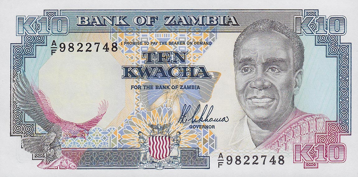 Front of Zambia p31a: 10 Kwacha from 1989