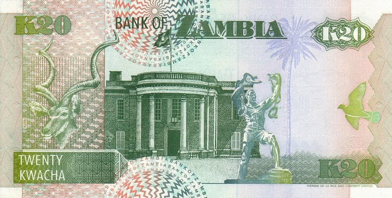 Back of Zambia p36a: 20 Kwacha from 1992