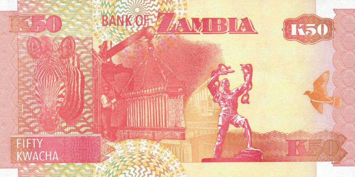 Back of Zambia p37e: 50 Kwacha from 2006