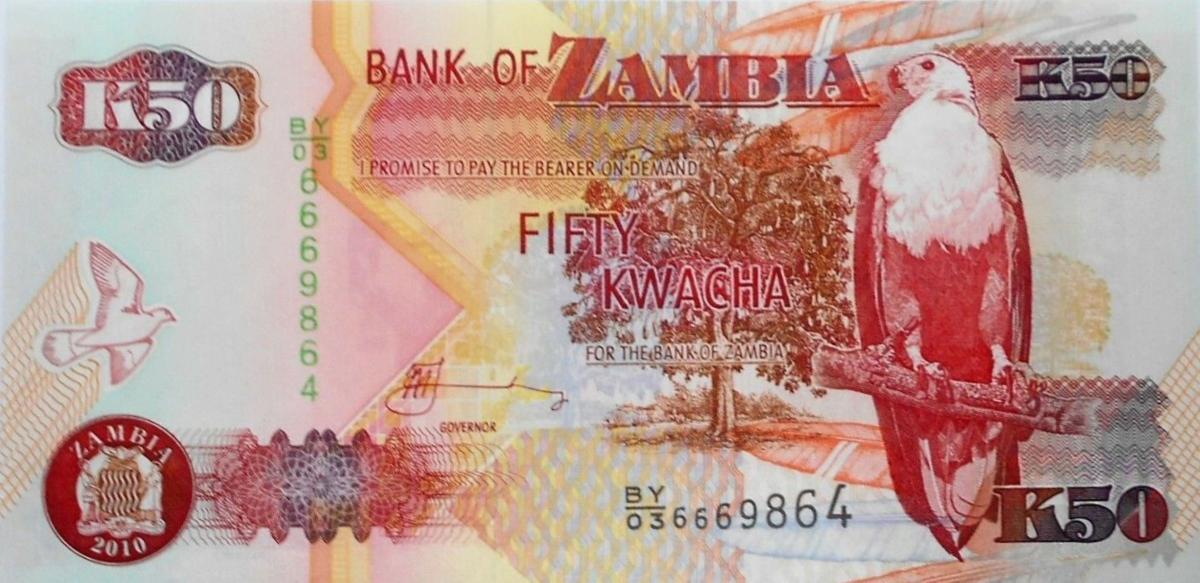 Front of Zambia p37i: 50 Kwacha from 2010