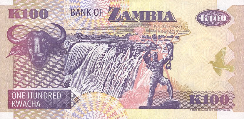 Back of Zambia p38d1: 100 Kwacha from 2003