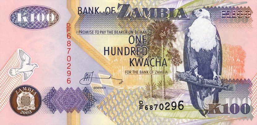 Front of Zambia p38d1: 100 Kwacha from 2003
