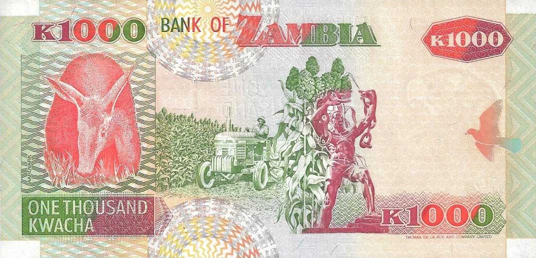 Back of Zambia p40c: 1000 Kwacha from 2003