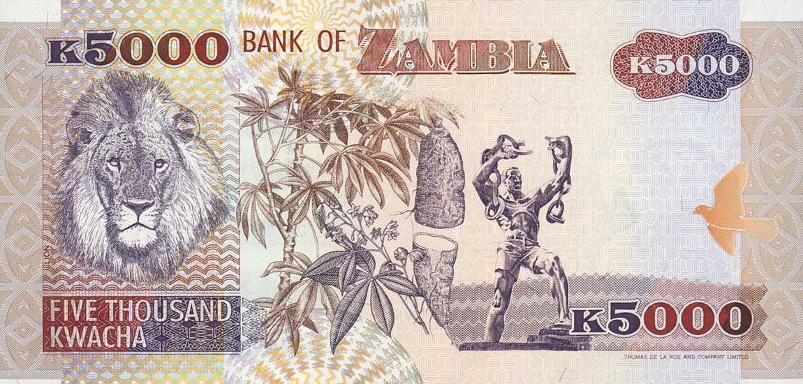 Back of Zambia p41b: 5000 Kwacha from 2001