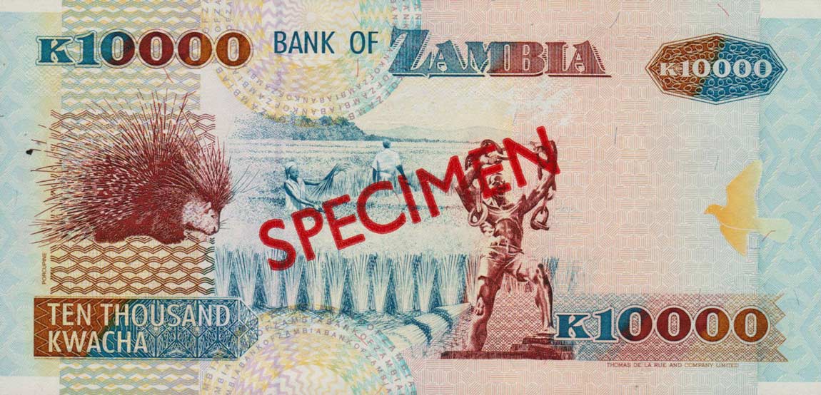 Back of Zambia p42s: 10000 Kwacha from 1992