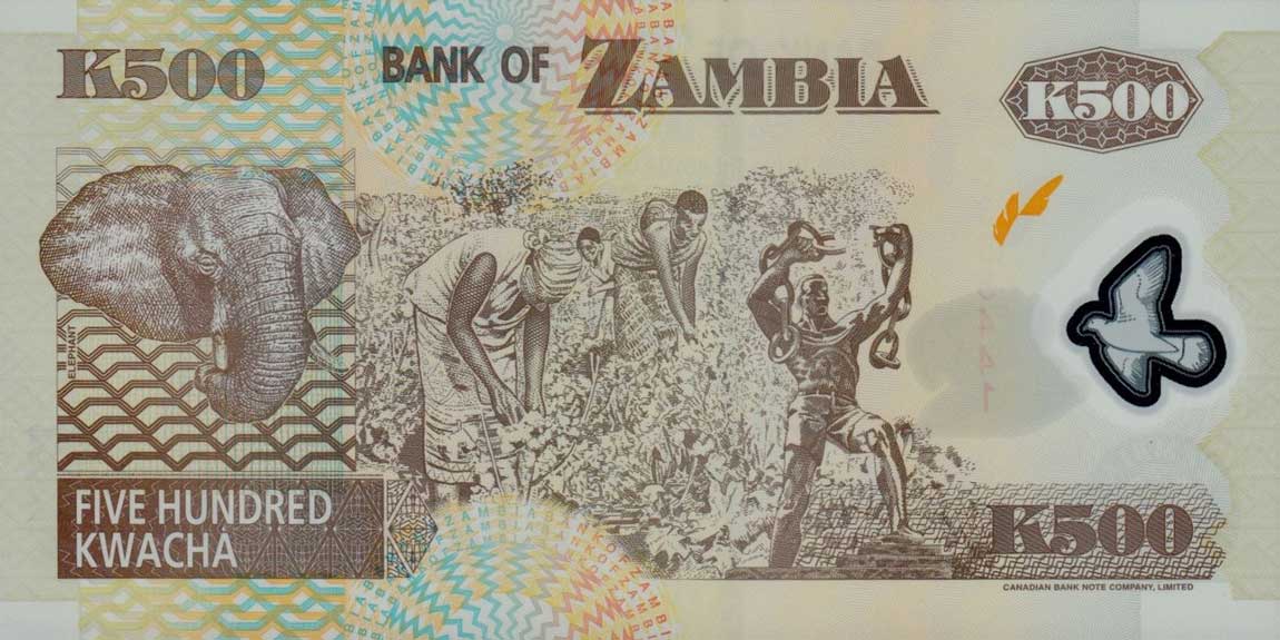 Back of Zambia p43c: 500 Kwacha from 2004