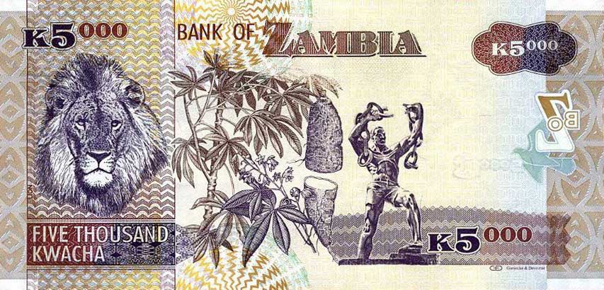 Back of Zambia p45h: 5000 Kwacha from 2012