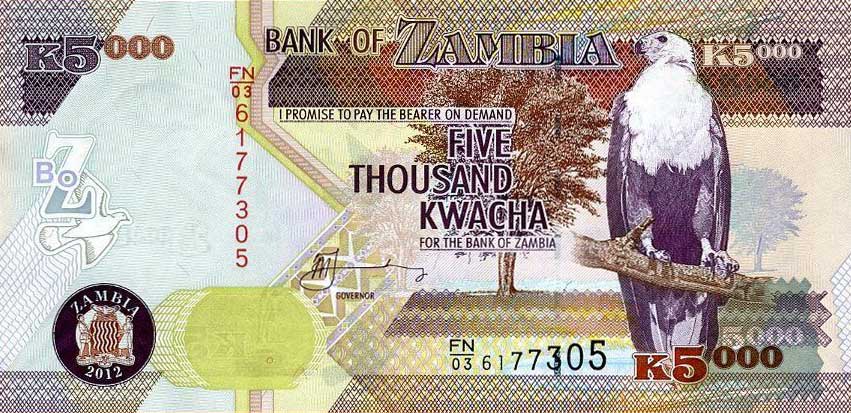 Front of Zambia p45h: 5000 Kwacha from 2012