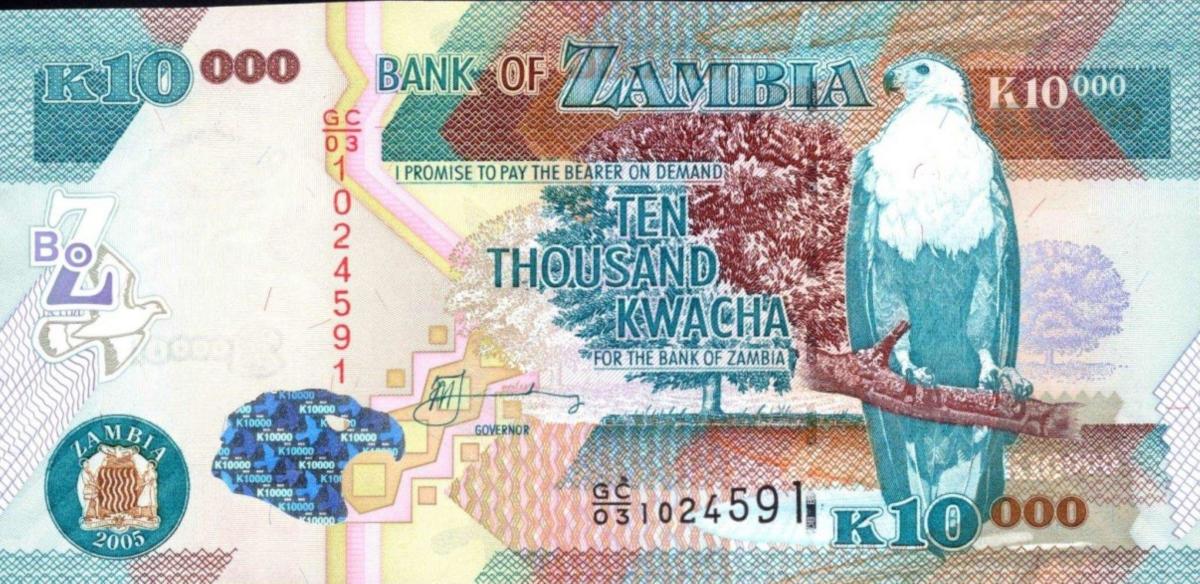 Front of Zambia p46b: 10000 Kwacha from 2005