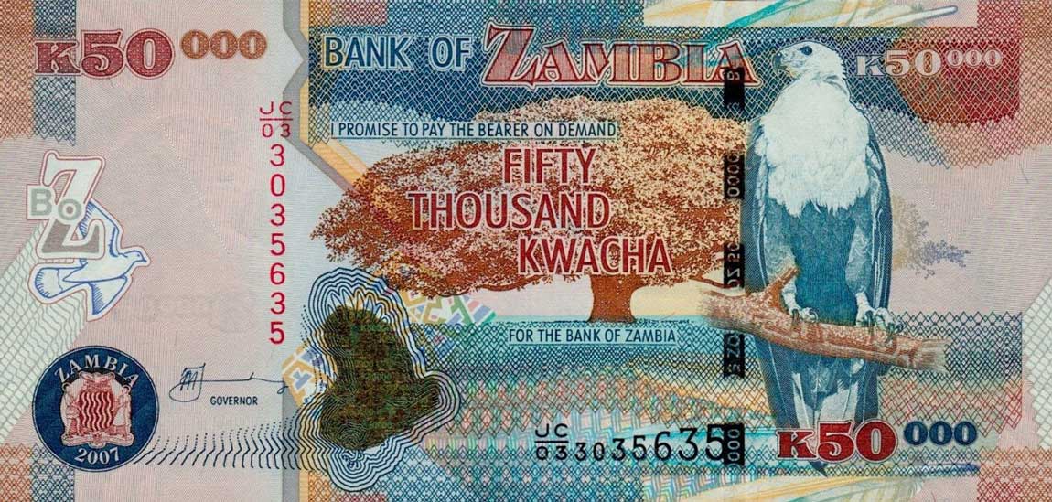 Front of Zambia p48c: 50000 Kwacha from 2007