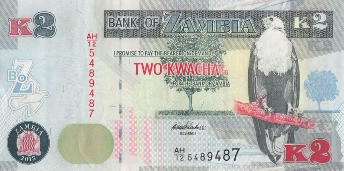 Front of Zambia p49b: 2 Kwacha from 2013