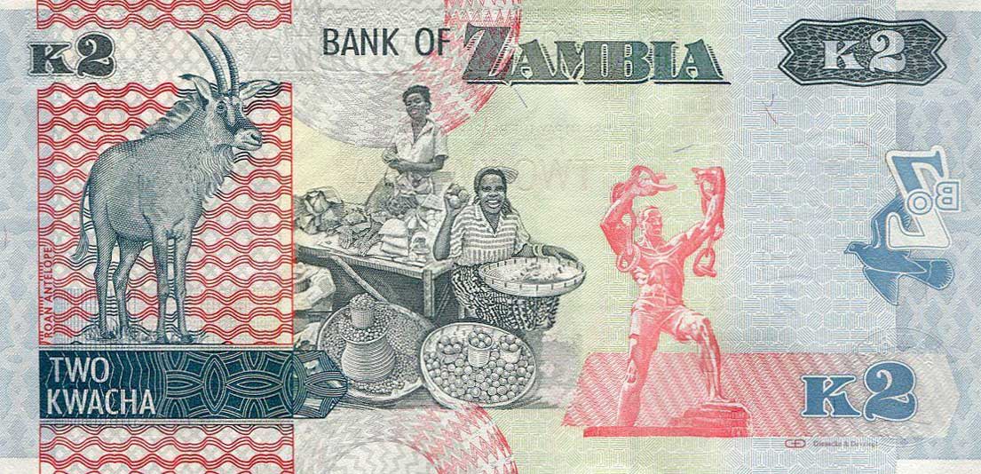 Back of Zambia p49c: 2 Kwacha from 2014