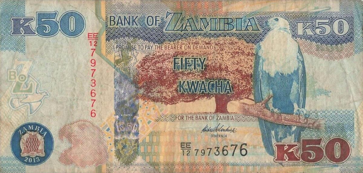 Front of Zambia p53b: 50 Kwacha from 2013