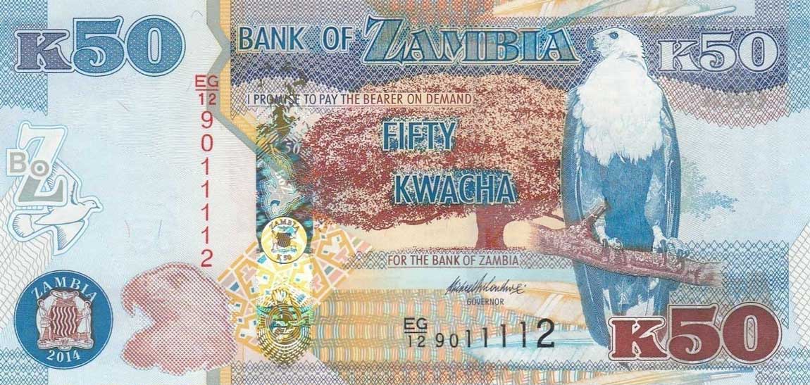 Front of Zambia p53c: 50 Kwacha from 2014