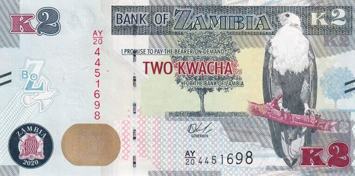 Front of Zambia p56c: 2 Kwacha from 2020