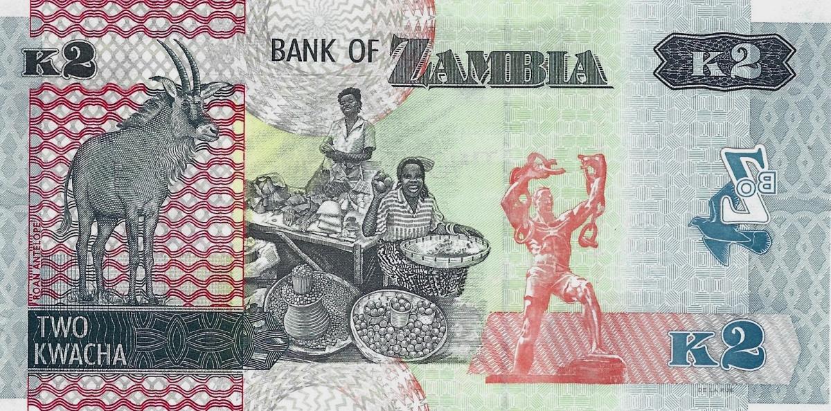 Back of Zambia p56d: 2 Kwacha from 2022