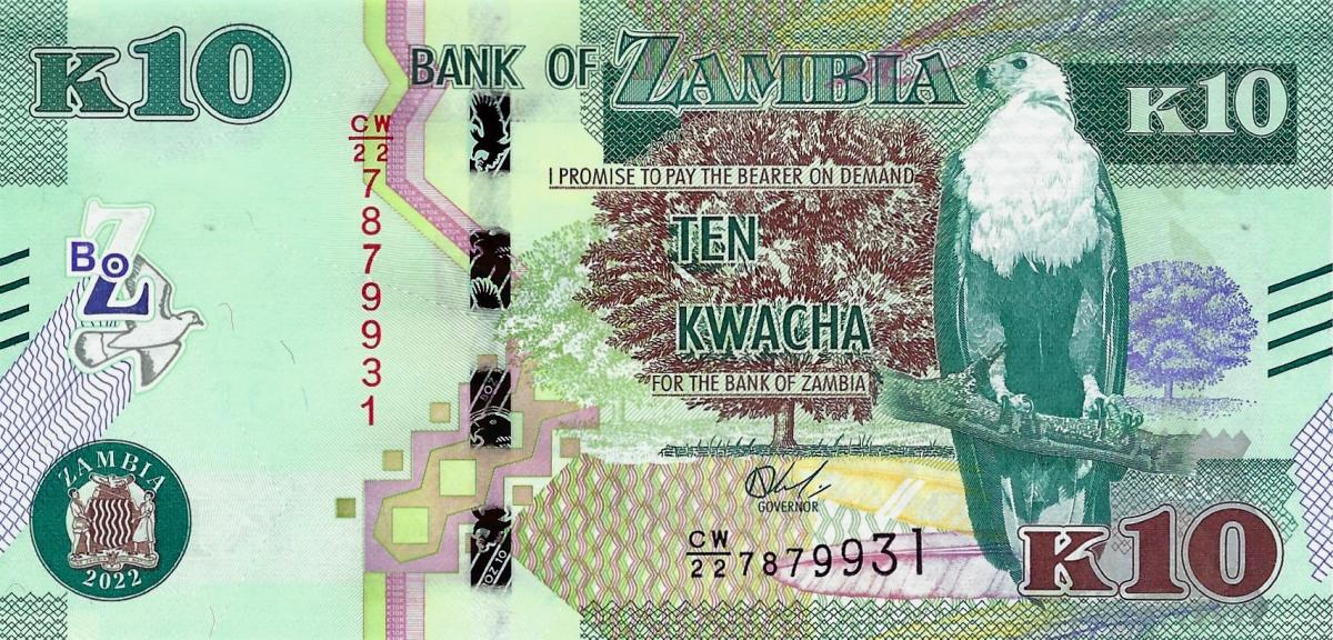 Front of Zambia p58d: 10 Kwacha from 2022